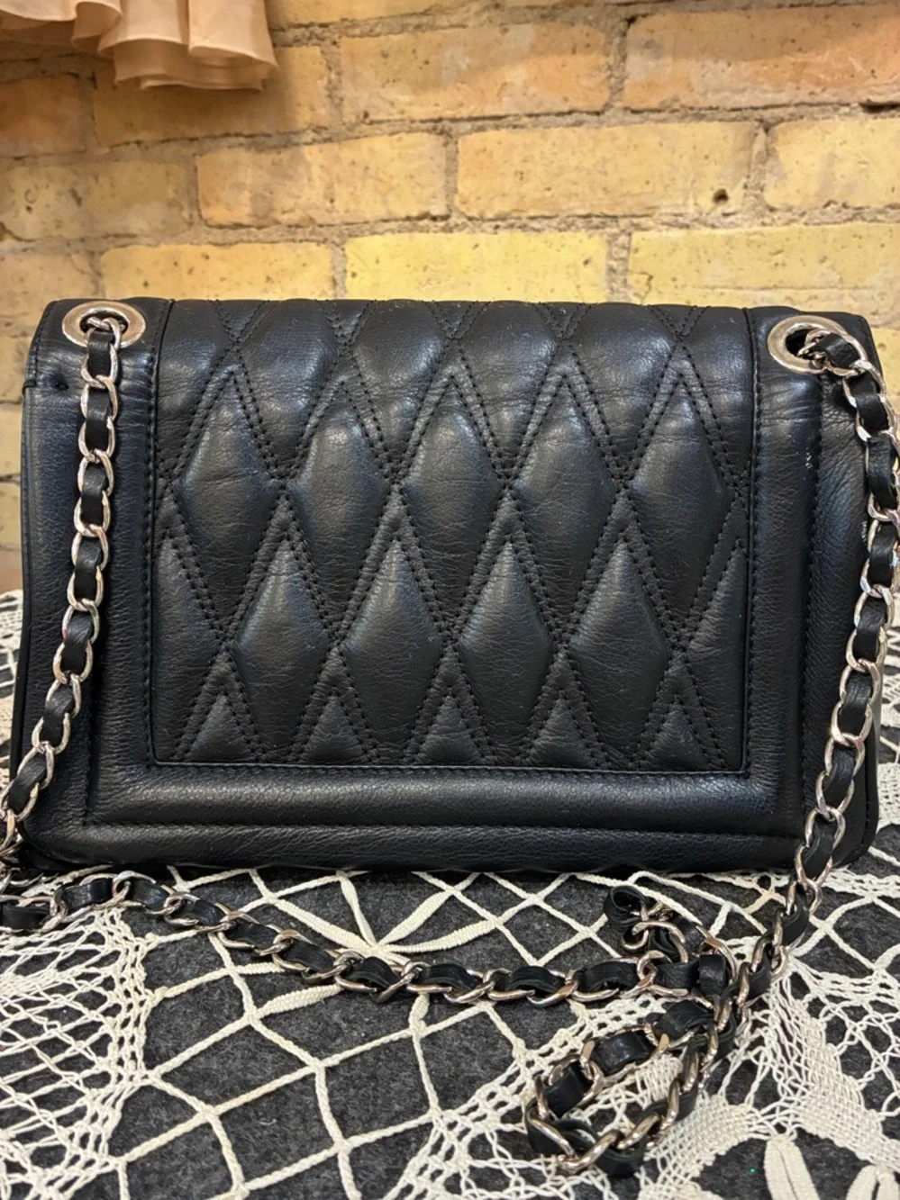 Valentino Alice Black Quilted Leather Crossbody with Chain Strap - Picture 3 of 11
